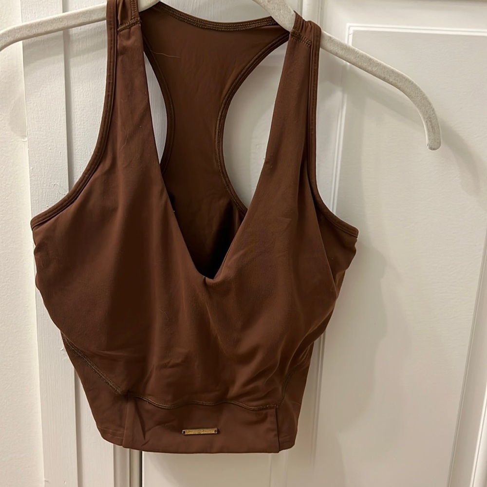Gymshark X whitney V3 Crop tank top- Dandelion Brown